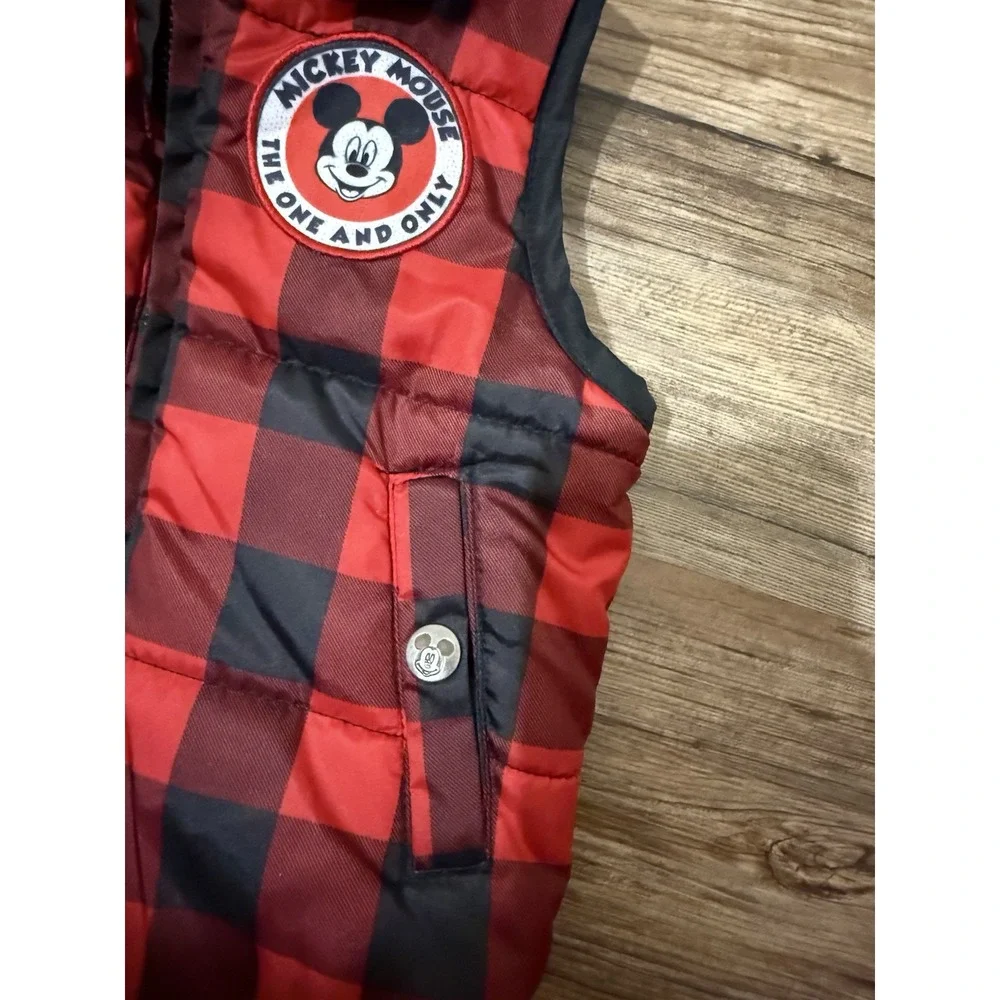 Disney Junior Mickey Plaid Hooded Ears‎ Vest Unisex Size 18M